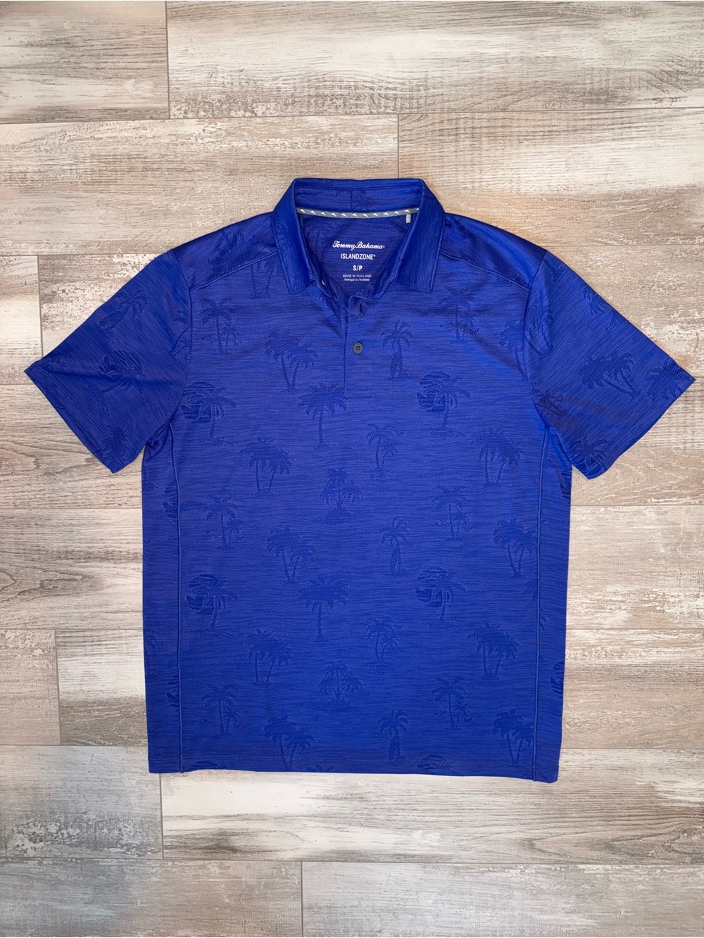 Tommy Bahama IslandZone Polo Shirt Mens Blue Palm Tree Performance Golf Resort